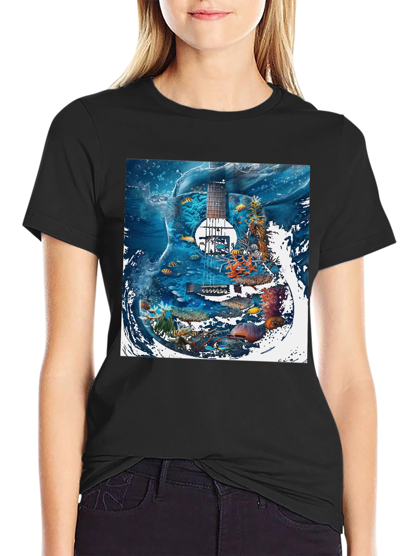 Underwater Guitar Graphic T-Shirt