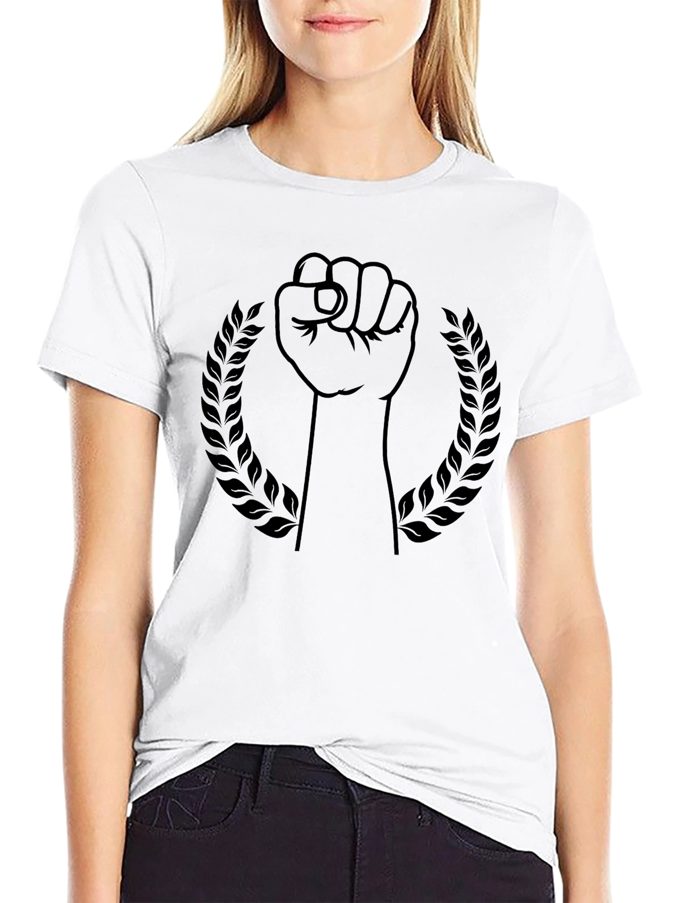 Empowered Fist Graphic Tee - Black Cotton Comfort