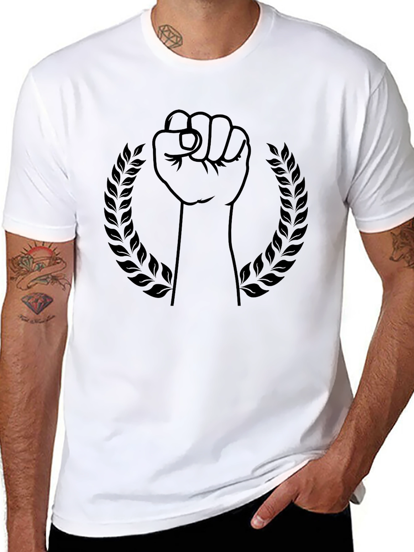 Empowered Fist Graphic Tee - Black Cotton Comfort