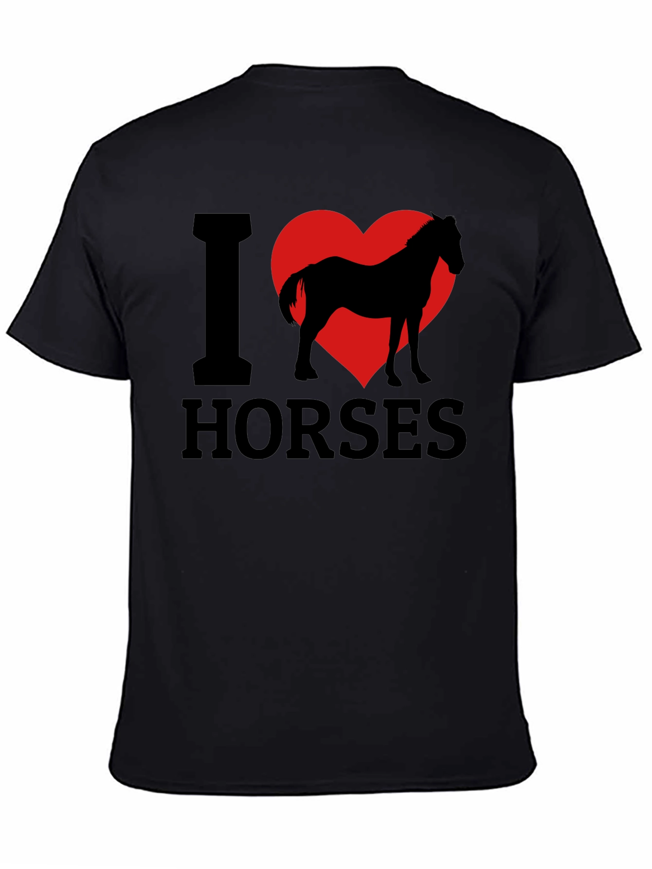 I Love Horses T-Shirt - Black Cotton Tee
