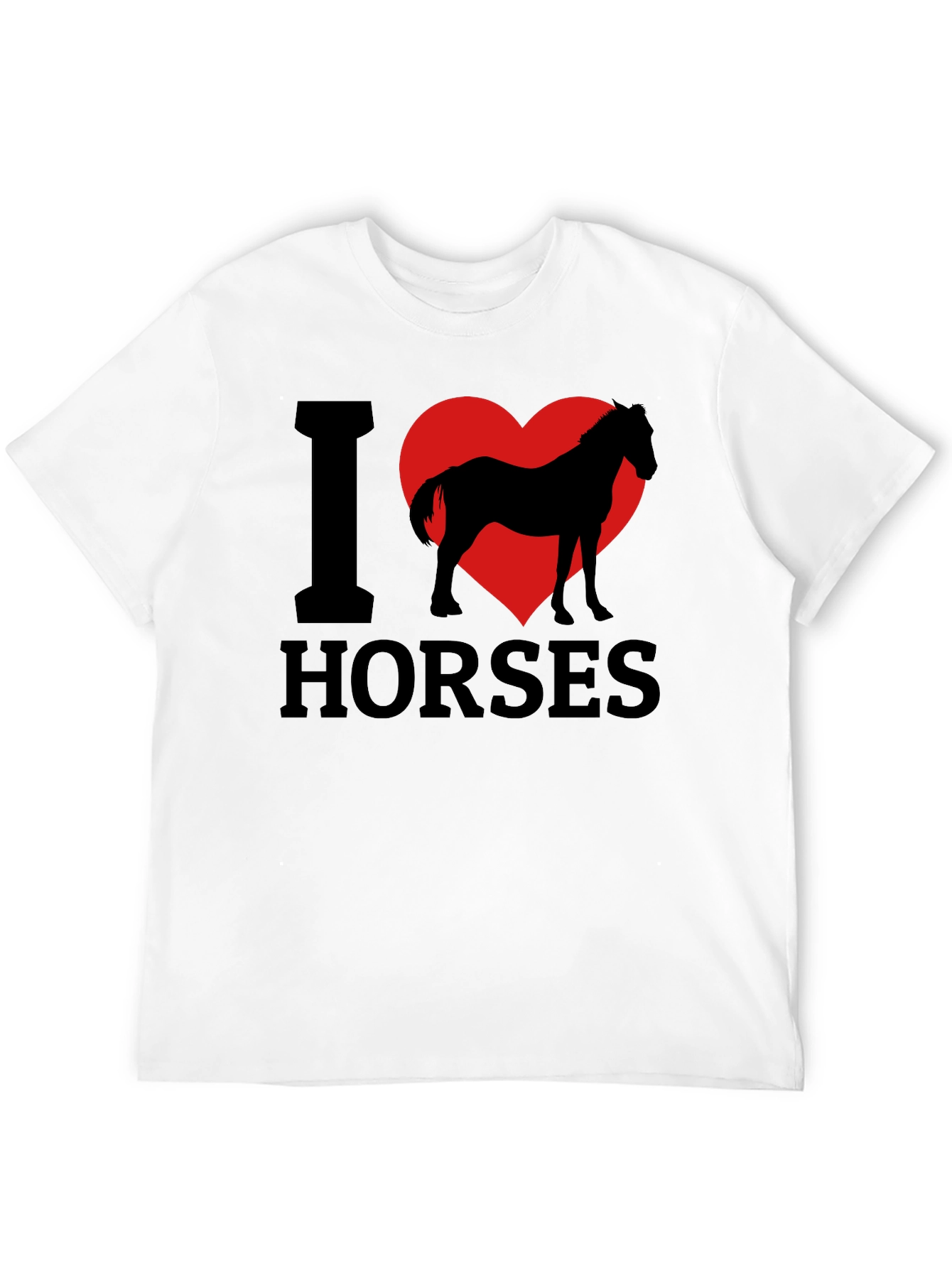 I Love Horses T-Shirt - Black Cotton Tee