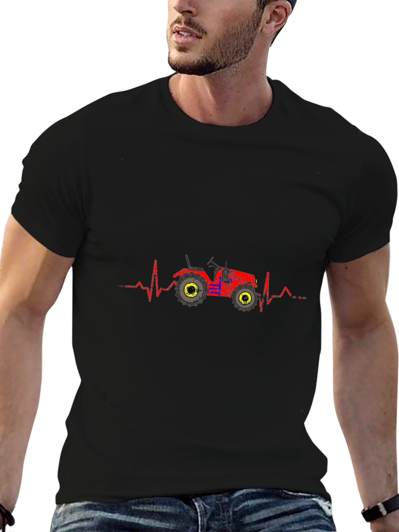 Tractor Heartbeat Graphic Tee - Black