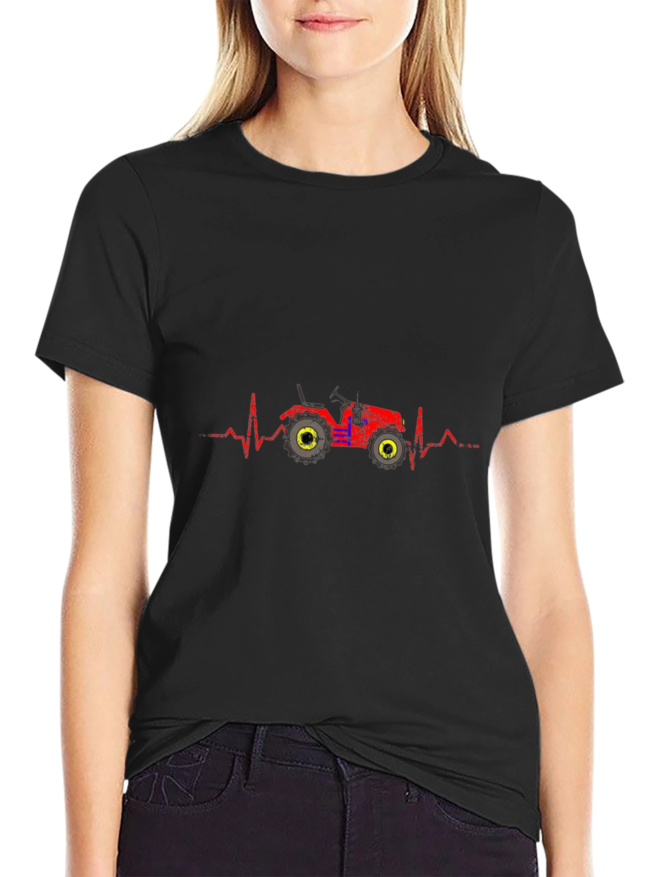 Tractor Heartbeat Graphic Tee - Black