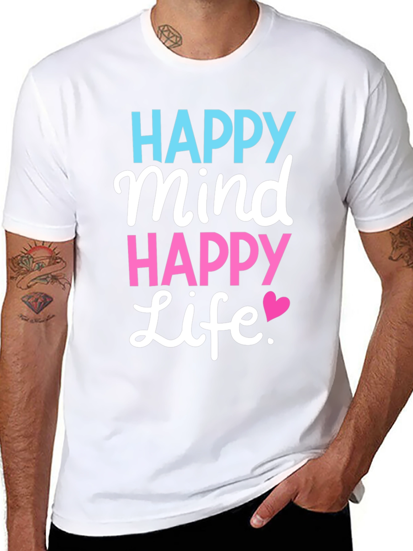 Happy Mind Happy Life Black T-Shirt