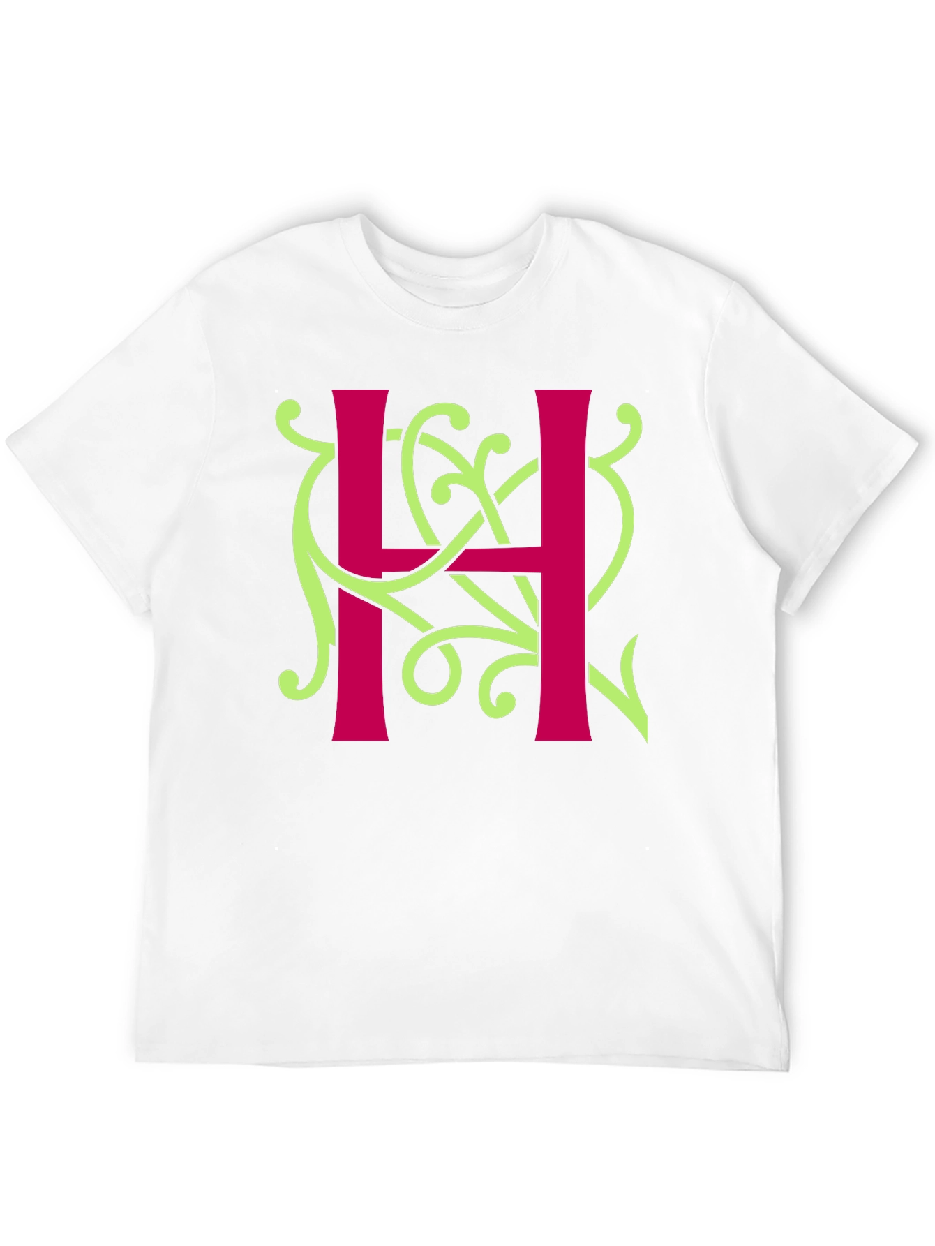 Letter H Graphic Tee - Unique Floral Design