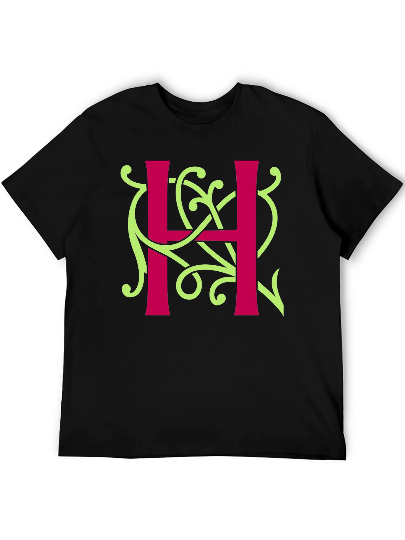 Letter H Graphic Tee - Unique Floral Design