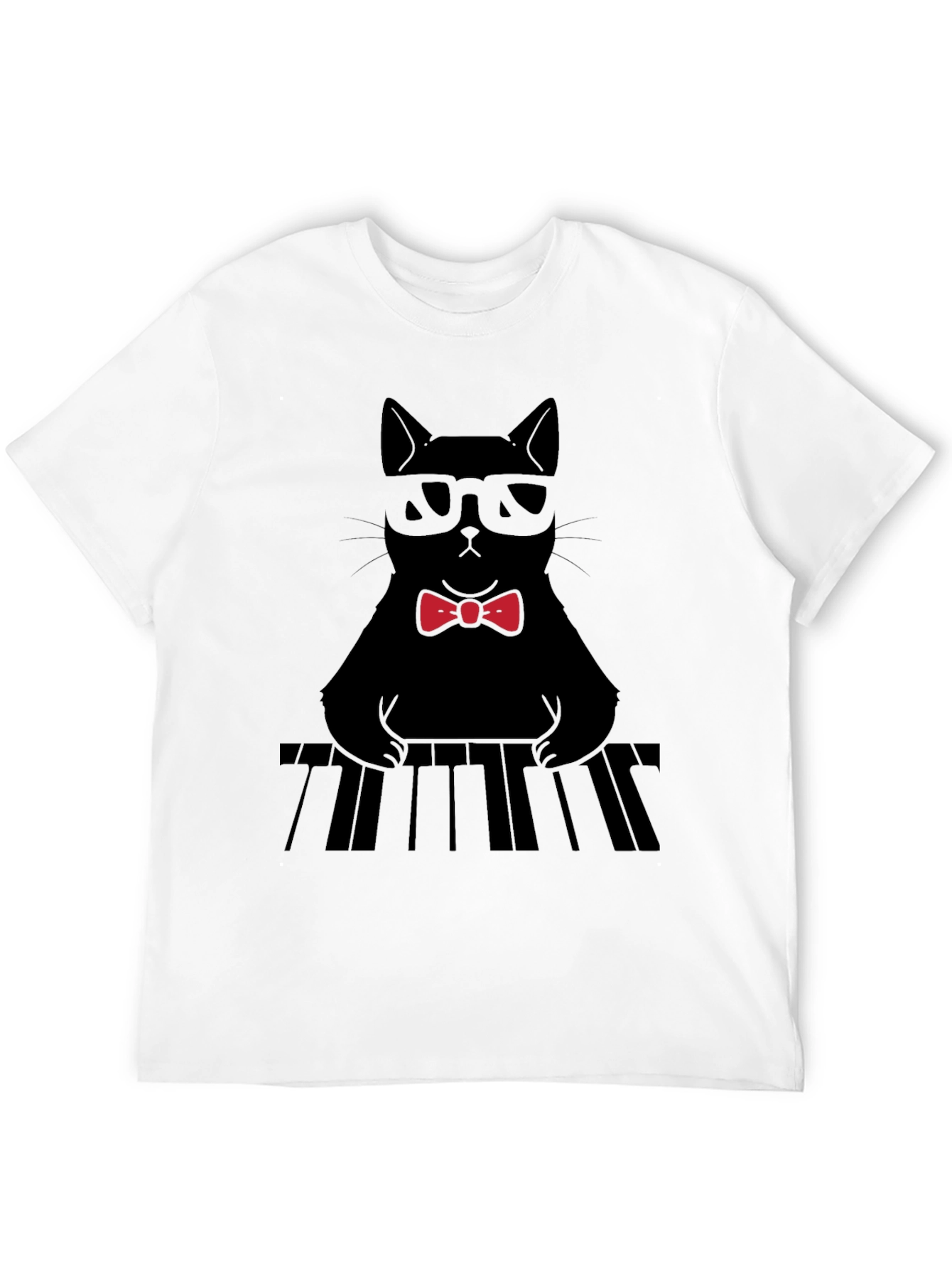Cat Musician T-Shirt - Cool Cat With Bowtie