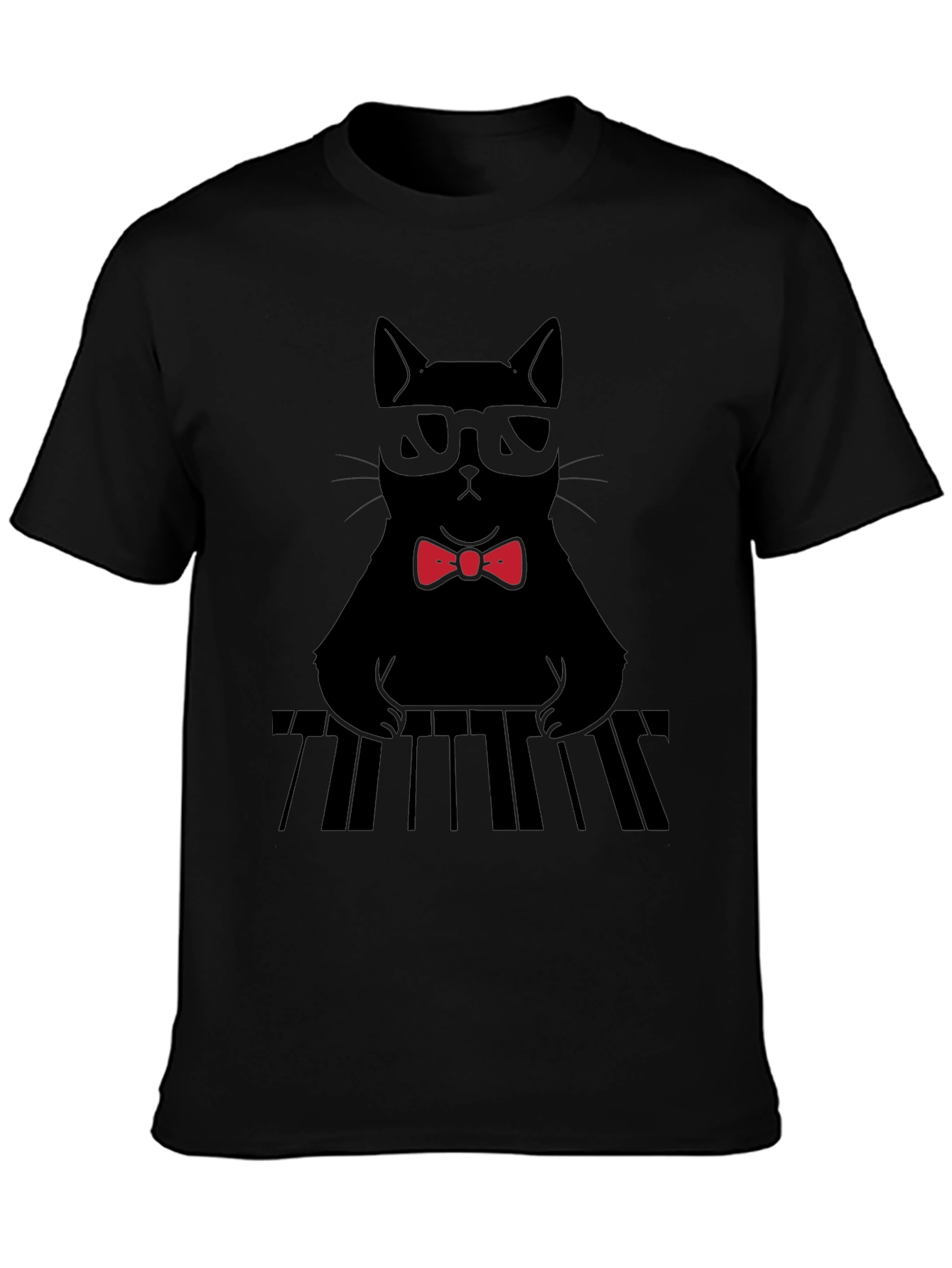 Cat Musician T-Shirt - Cool Cat With Bowtie