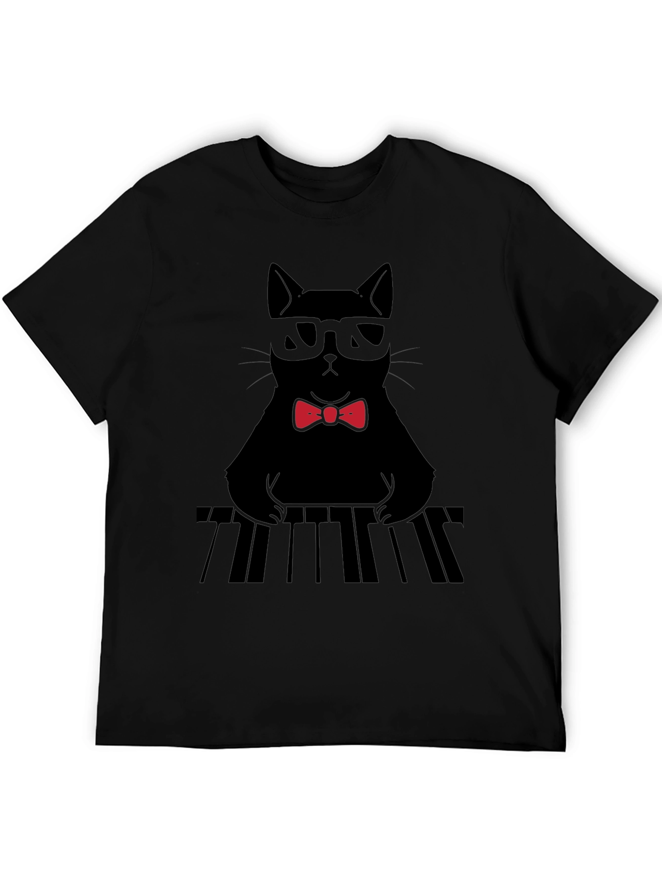 Cat Musician T-Shirt - Cool Cat With Bowtie