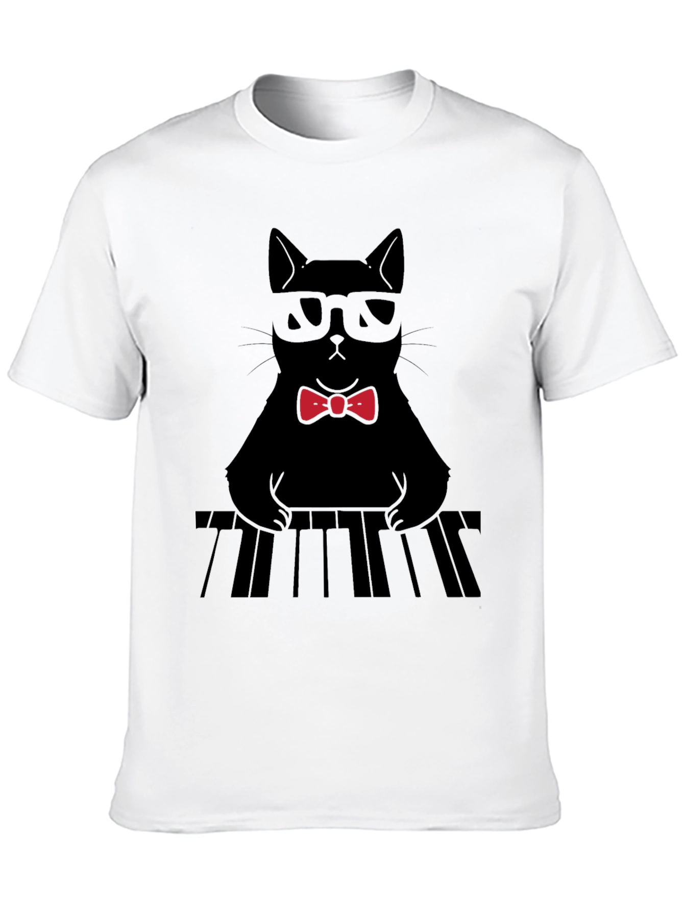 Cat Musician T-Shirt - Cool Cat With Bowtie