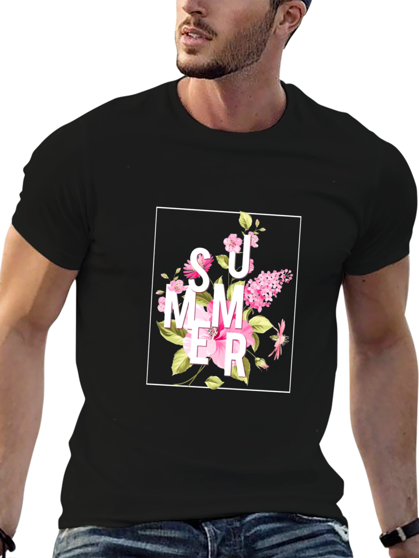 Floral Summer T-Shirt - Black