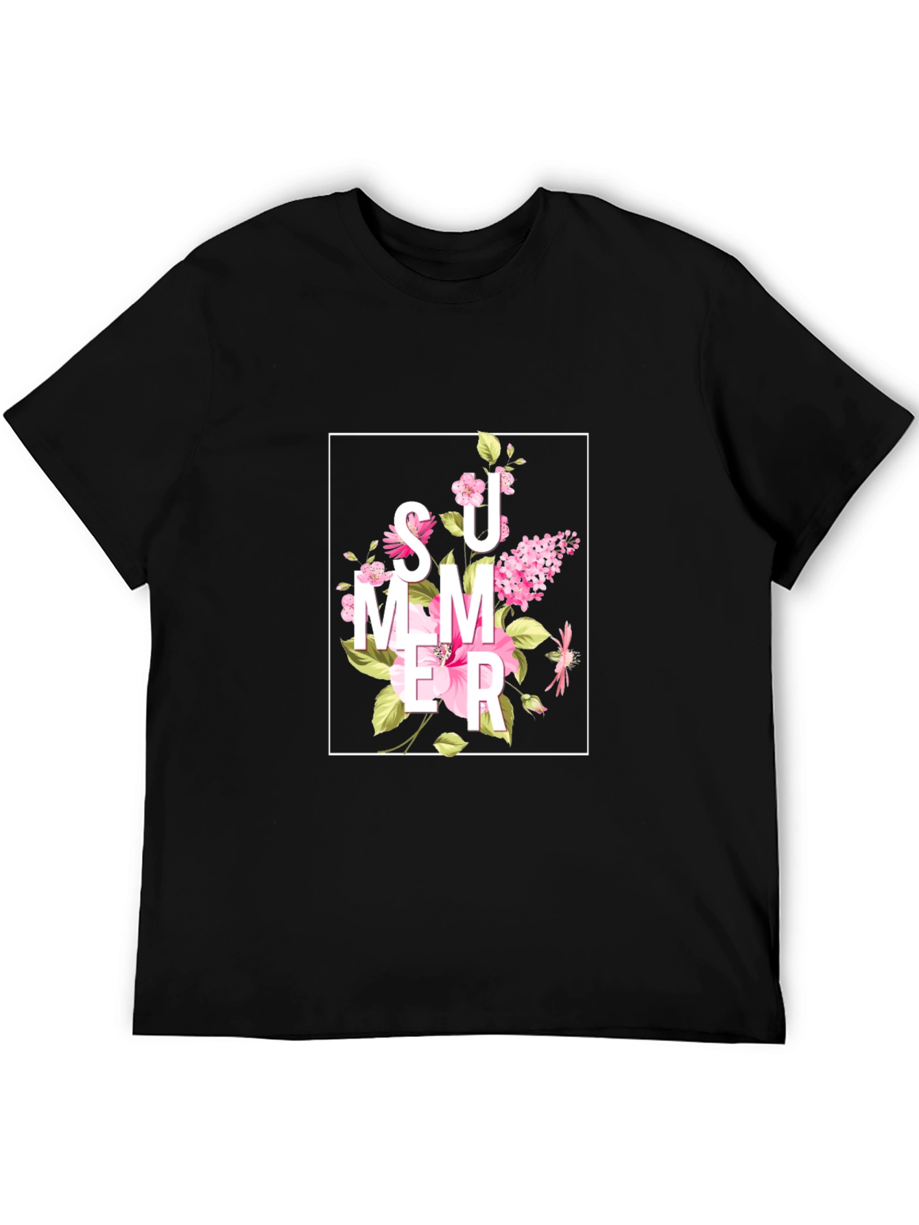 Floral Summer T-Shirt - Black