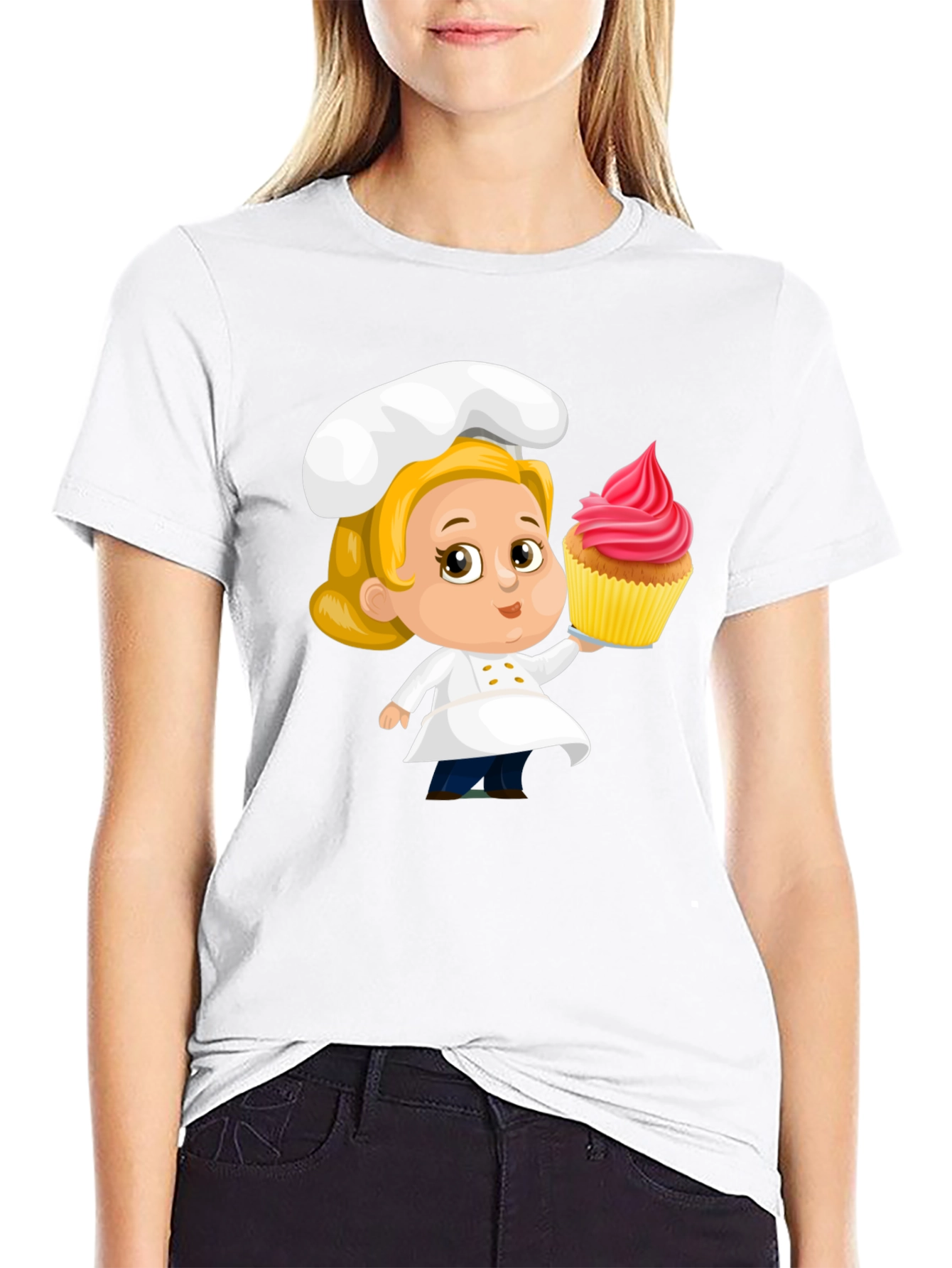 Chef Cupcake Cartoon T-Shirt - Cute & Fun Design