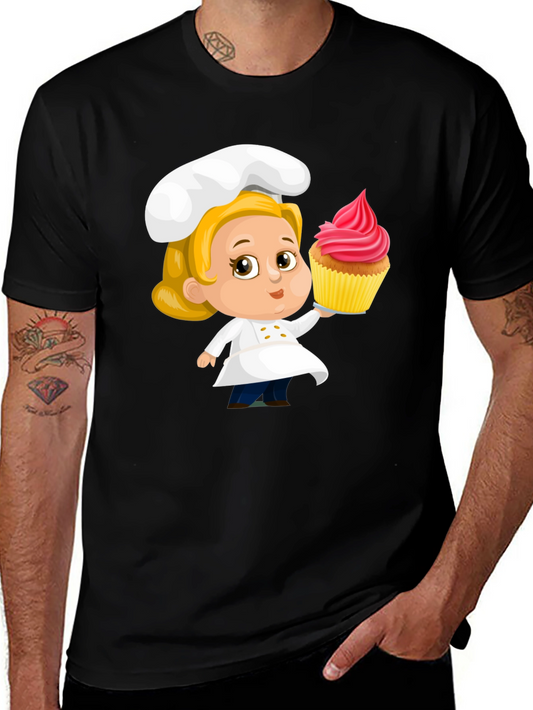 Chef Cupcake Cartoon T-Shirt - Cute & Fun Design