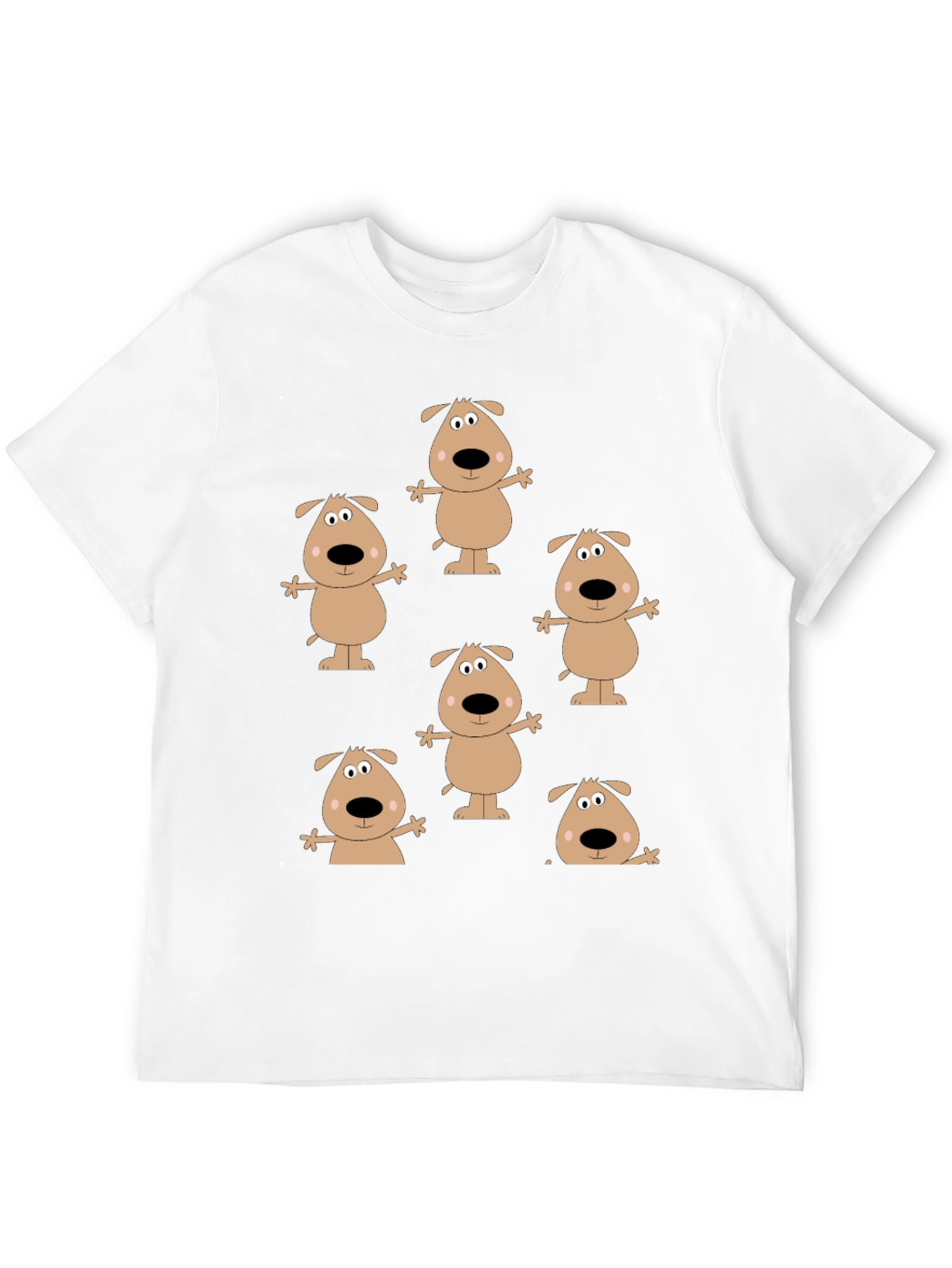 Cartoon Dog Print Black T-Shirt