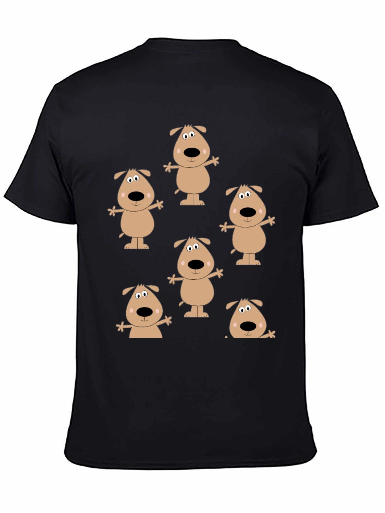 Cartoon Dog Print Black T-Shirt