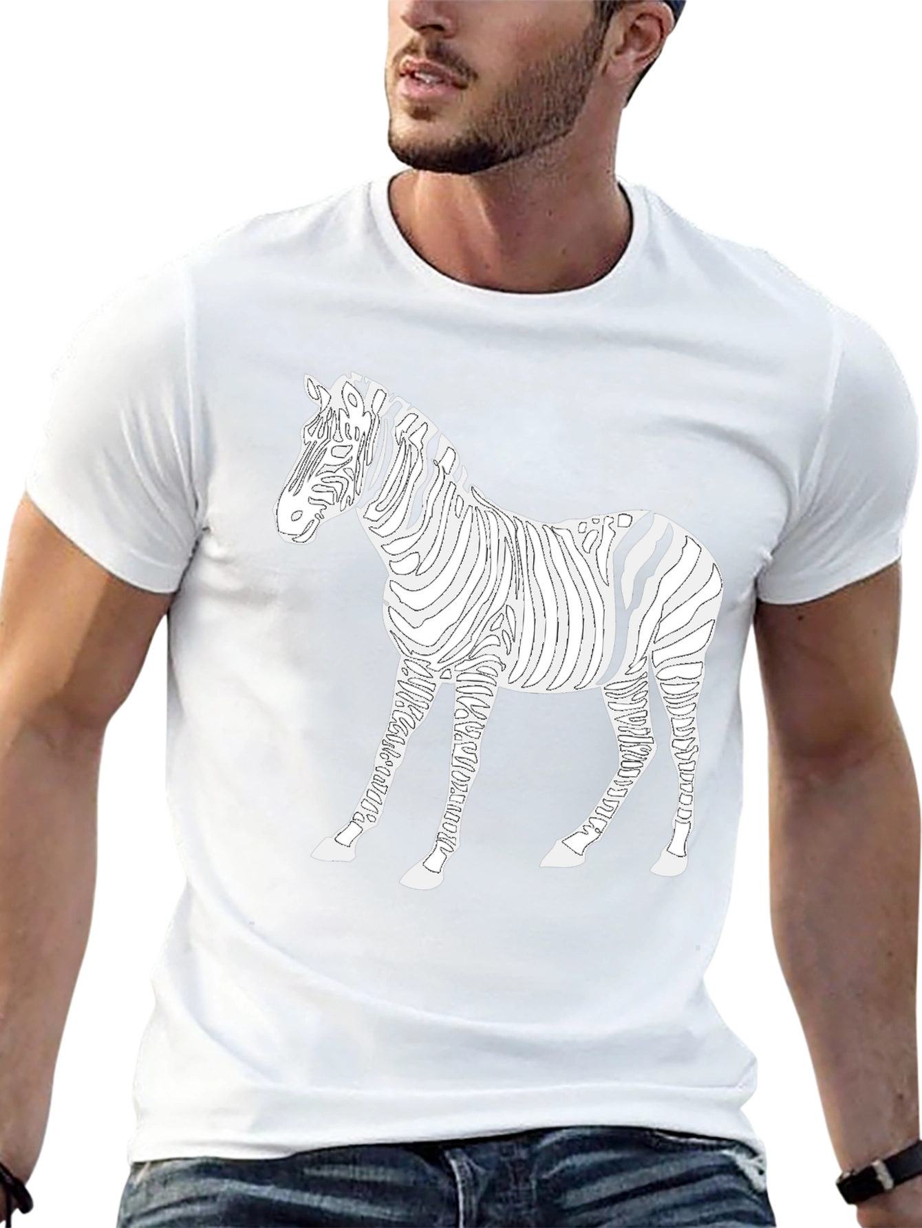 Zebra Striped Graphic Tee - Mens Black Shirt