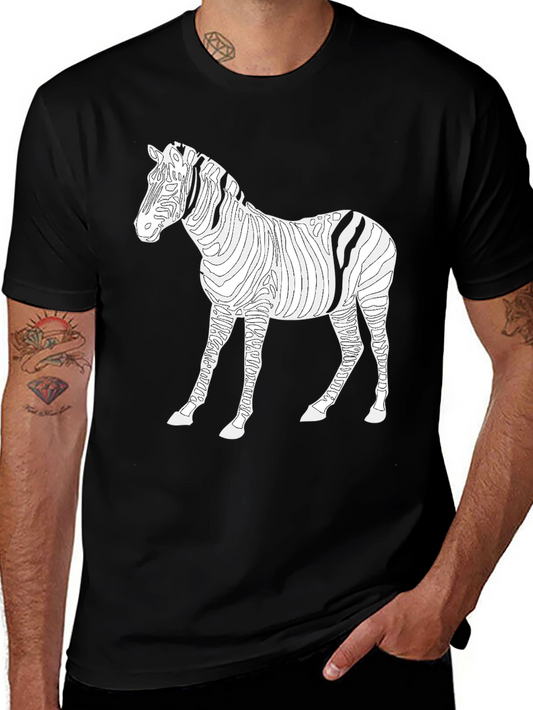 Zebra Striped Graphic Tee - Mens Black Shirt