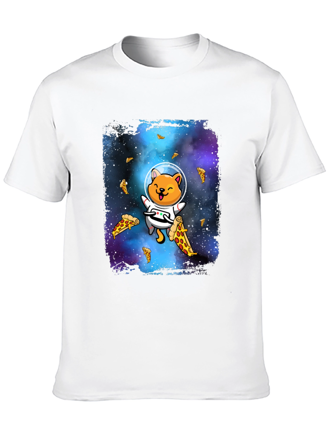 Astronaut Cat Pizza Galaxy T-Shirt