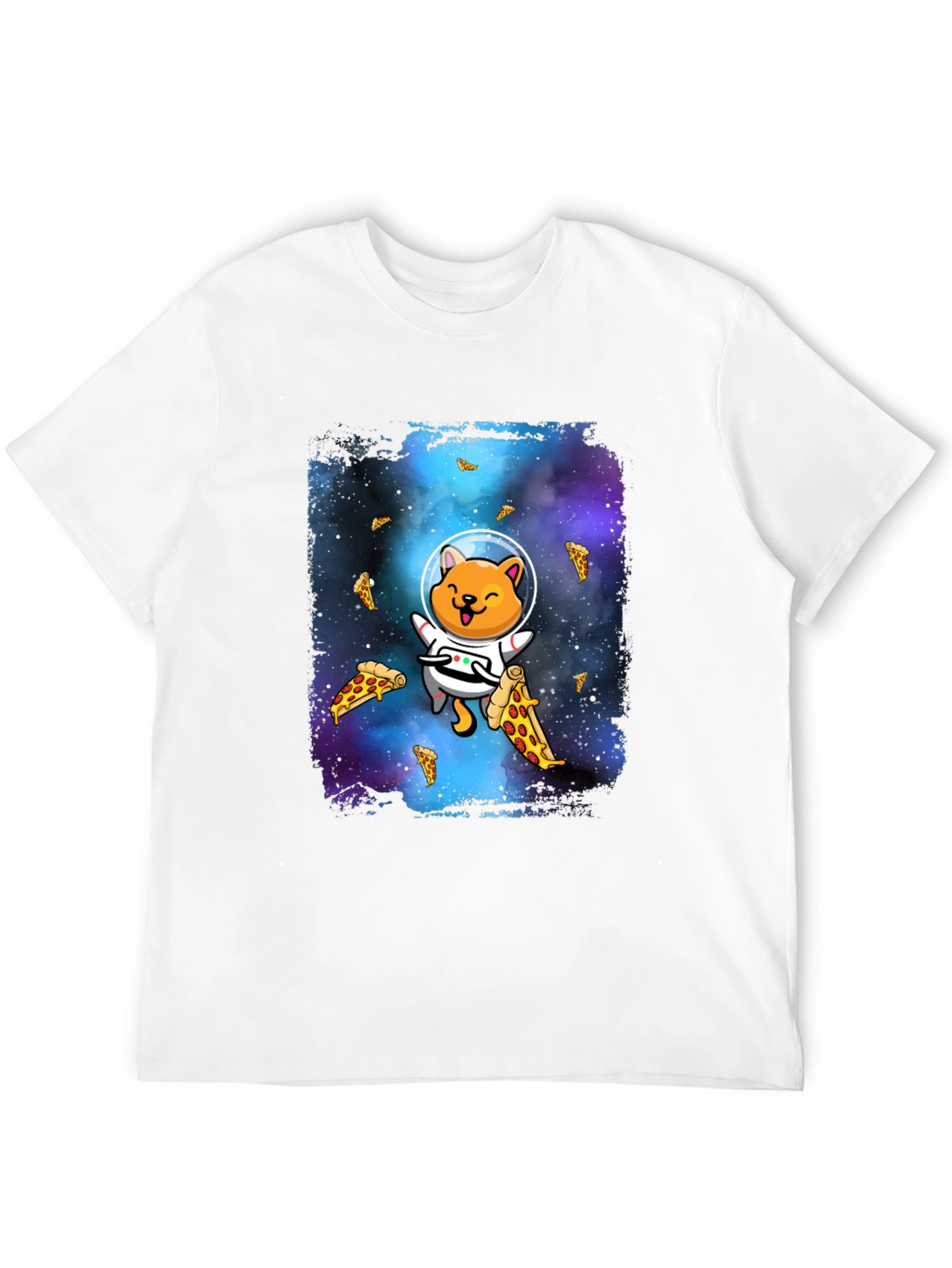 Astronaut Cat Pizza Galaxy T-Shirt