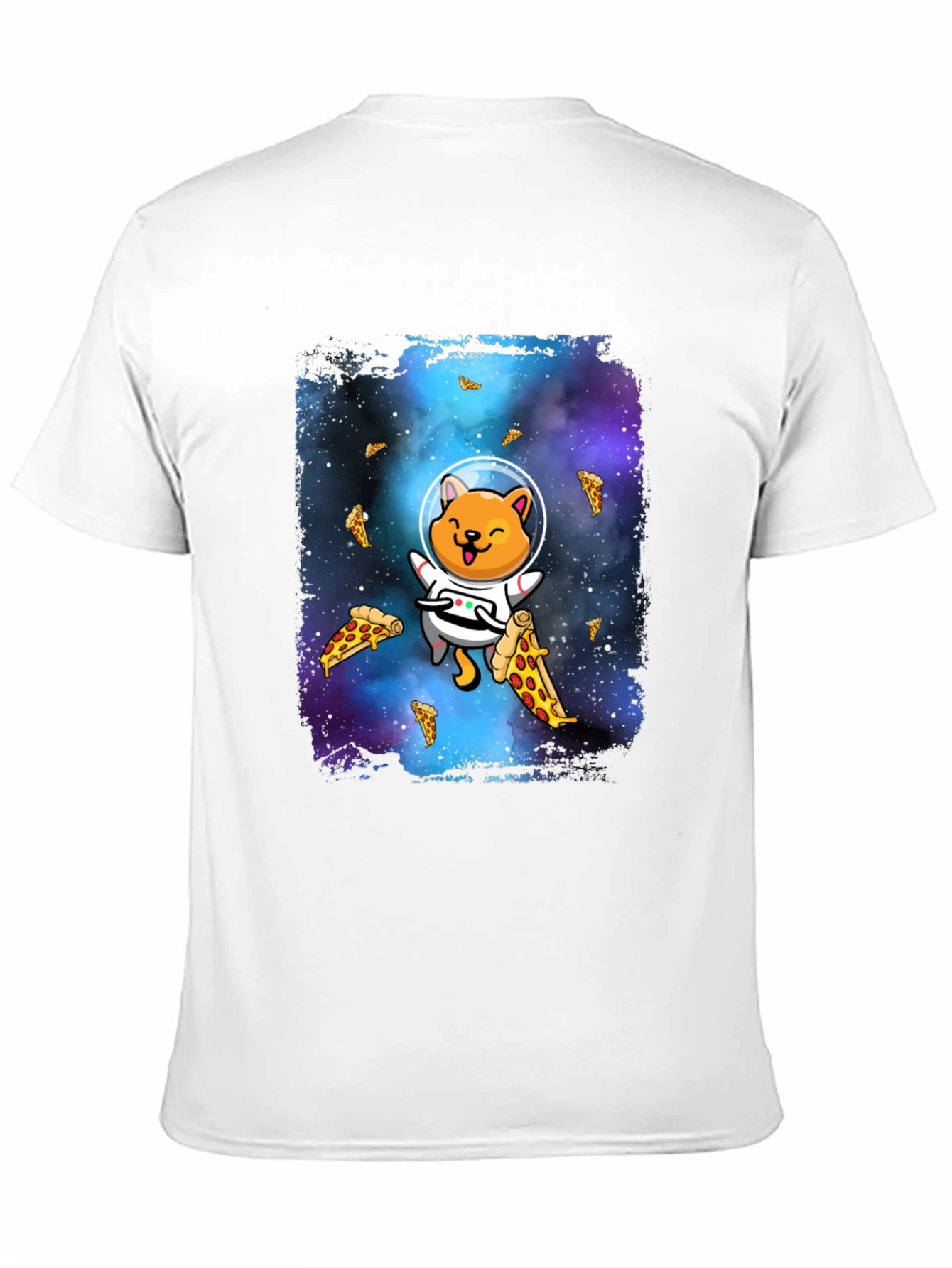 Astronaut Cat Pizza Galaxy T-Shirt