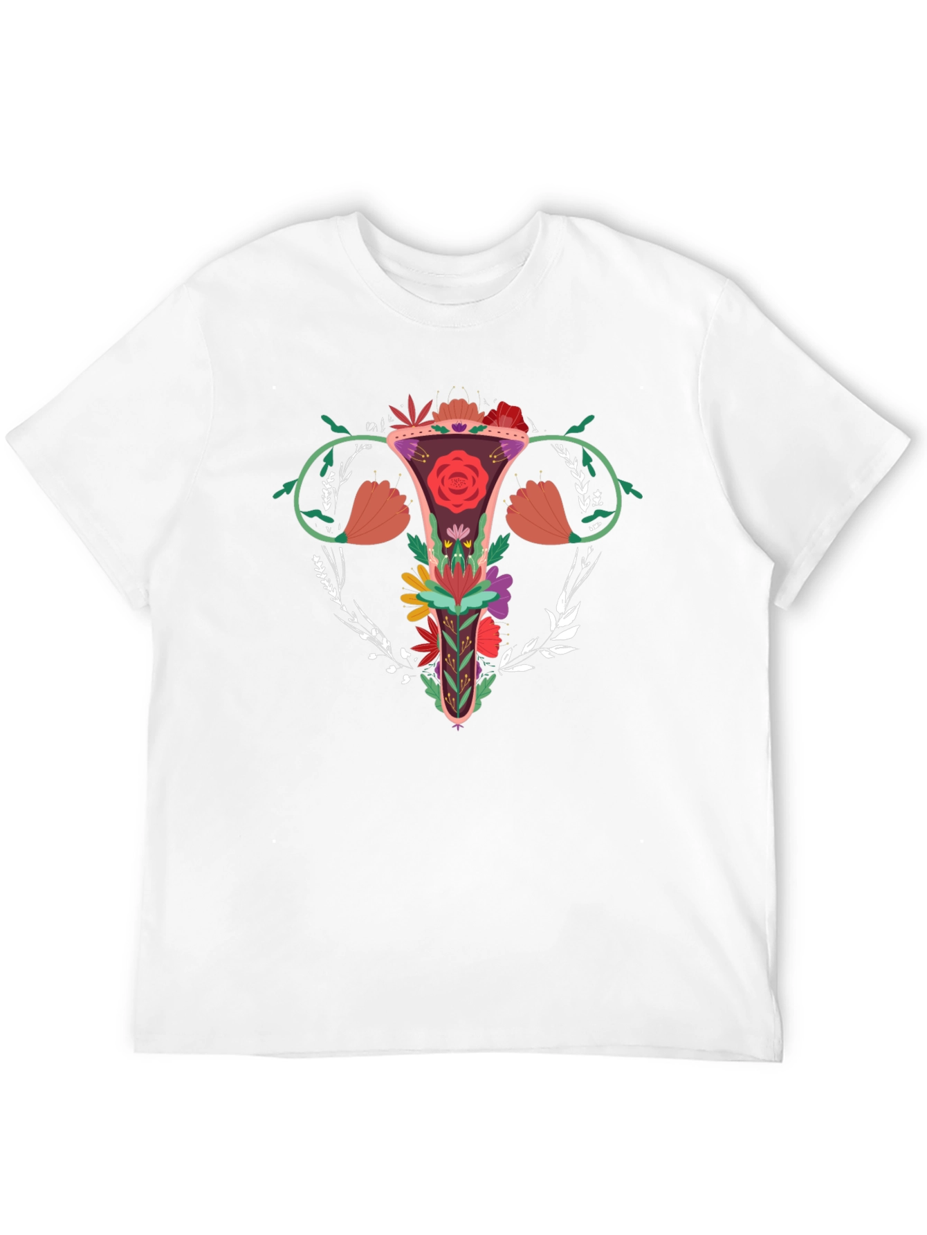 Floral Uterus Graphic Tee - Black
