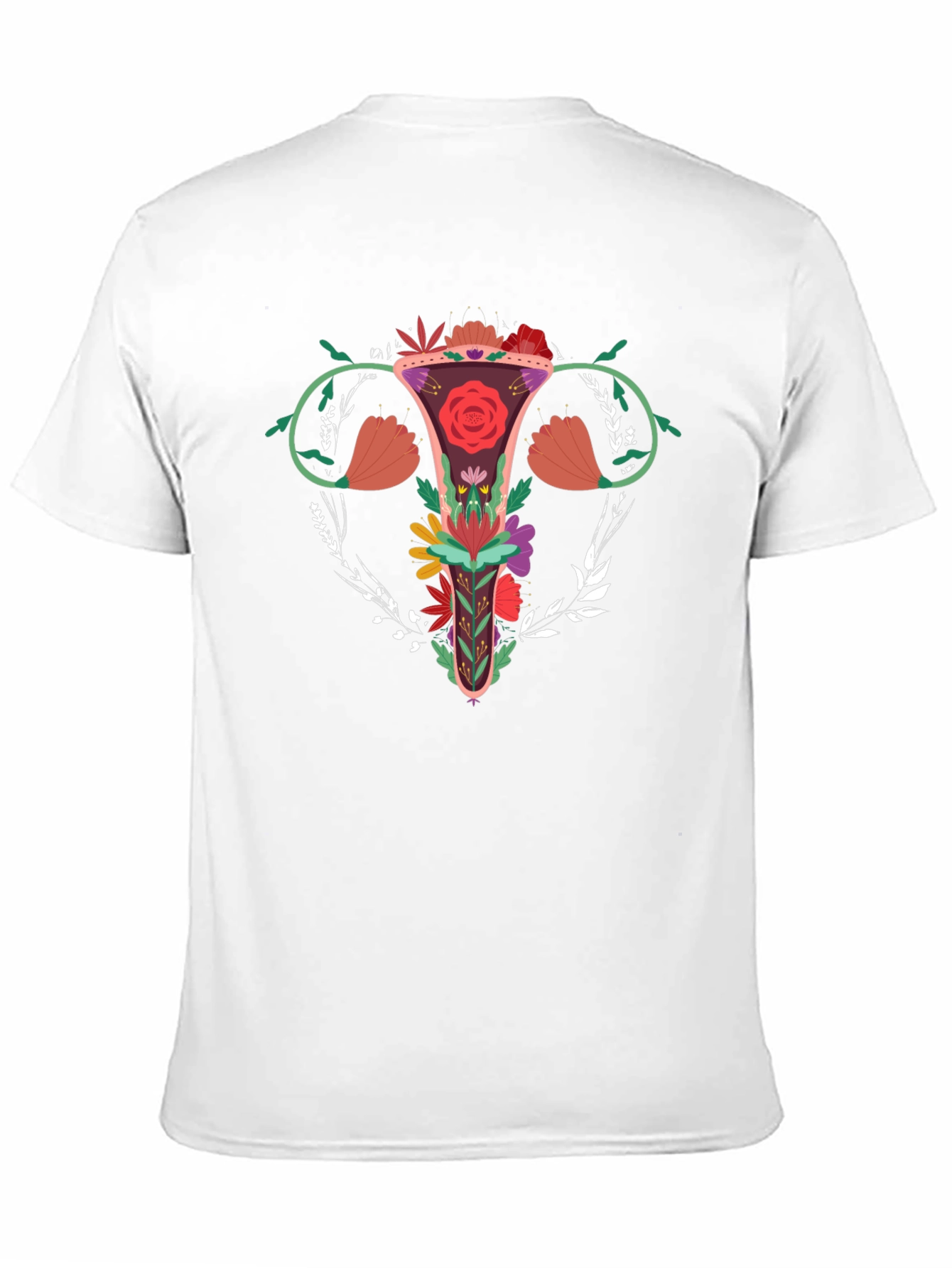 Floral Uterus Graphic Tee - Black
