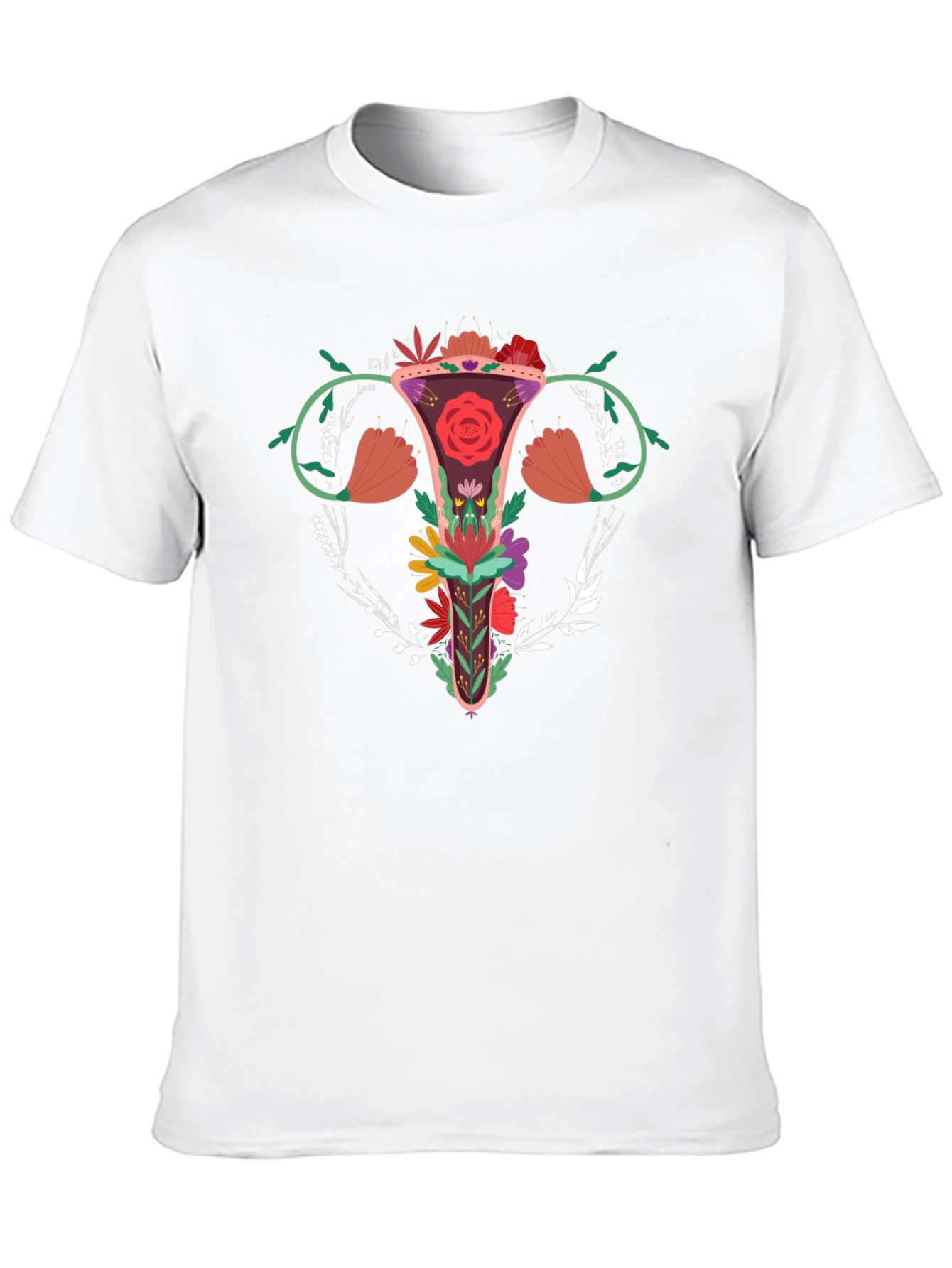 Floral Uterus Graphic Tee - Black