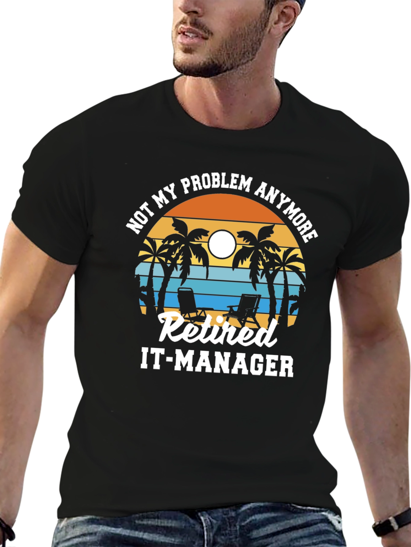 Retired IT-Manager T-Shirt: Beach Sunset Design