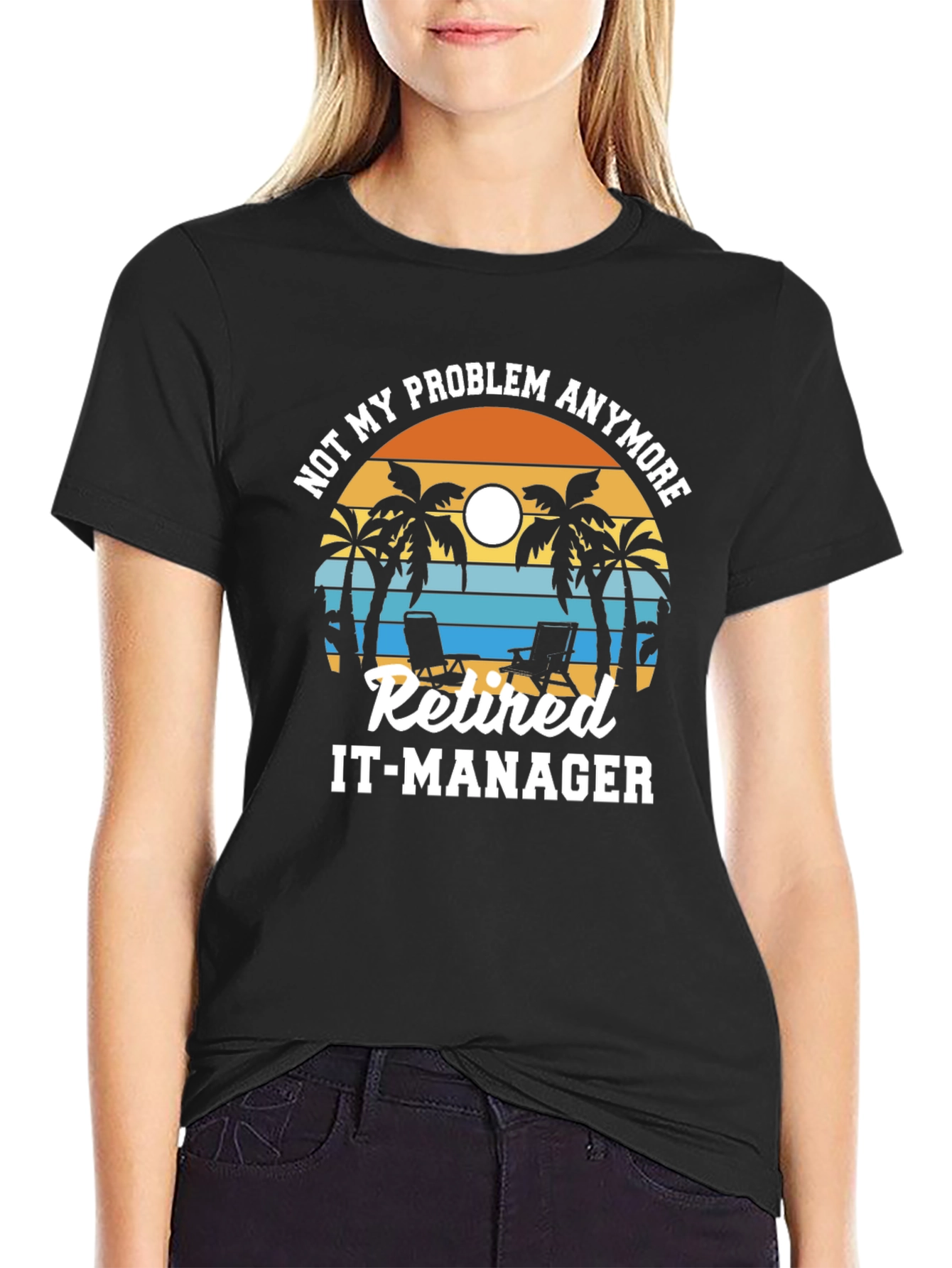 Retired IT-Manager T-Shirt: Beach Sunset Design