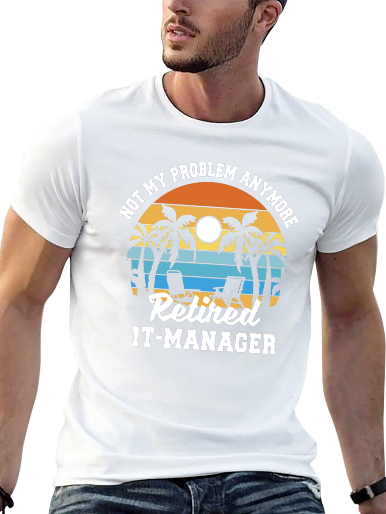 Retired IT-Manager T-Shirt: Beach Sunset Design