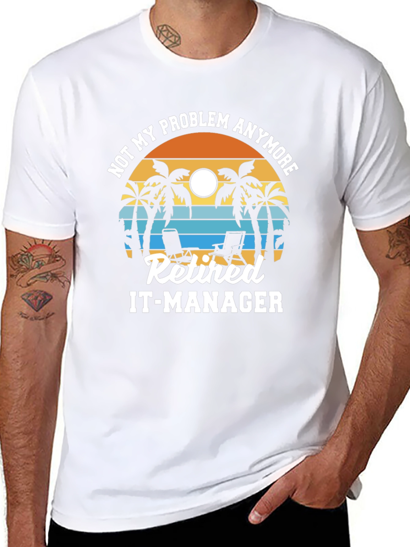Retired IT-Manager T-Shirt: Beach Sunset Design
