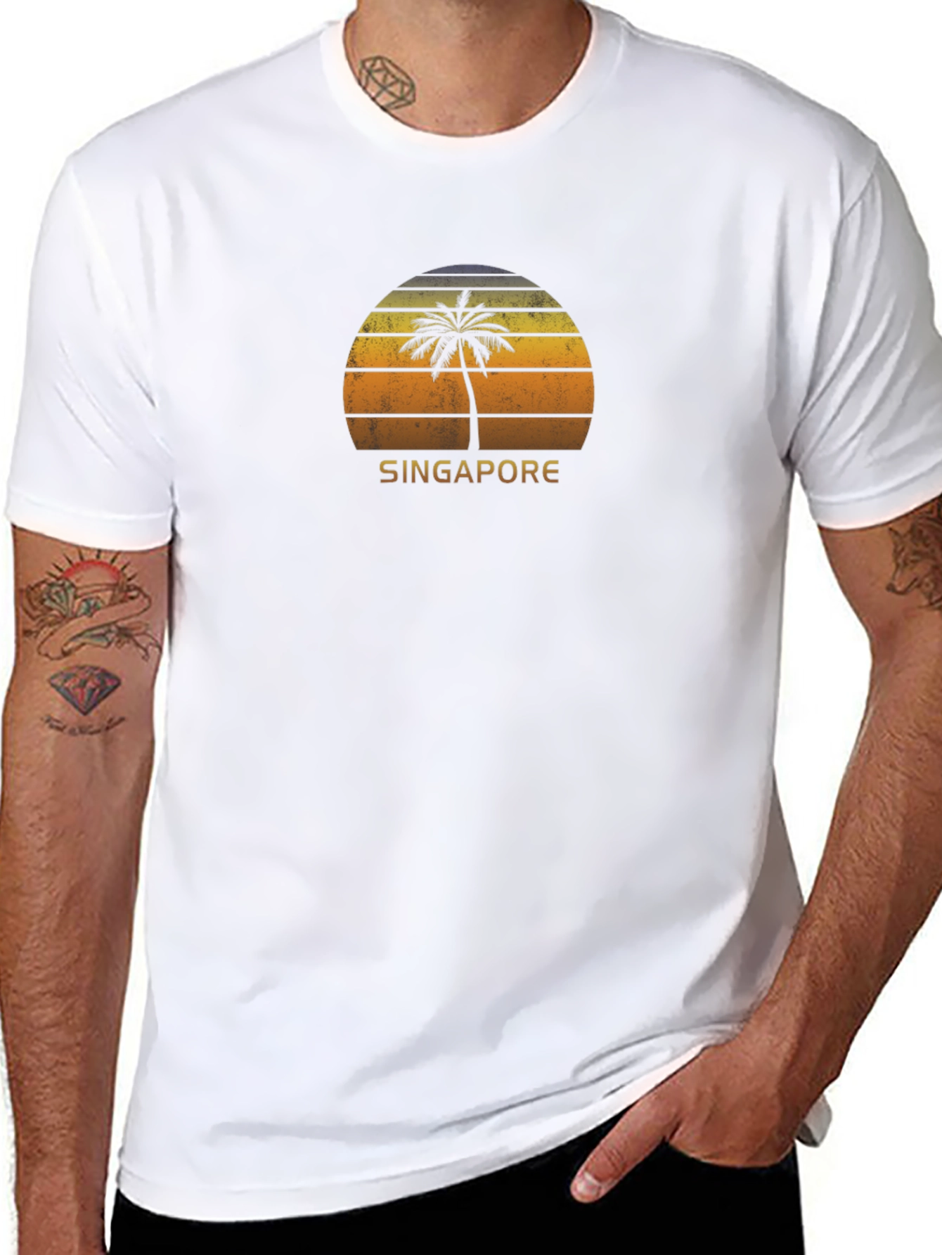 Singapore Palm Sunset Graphic Tee