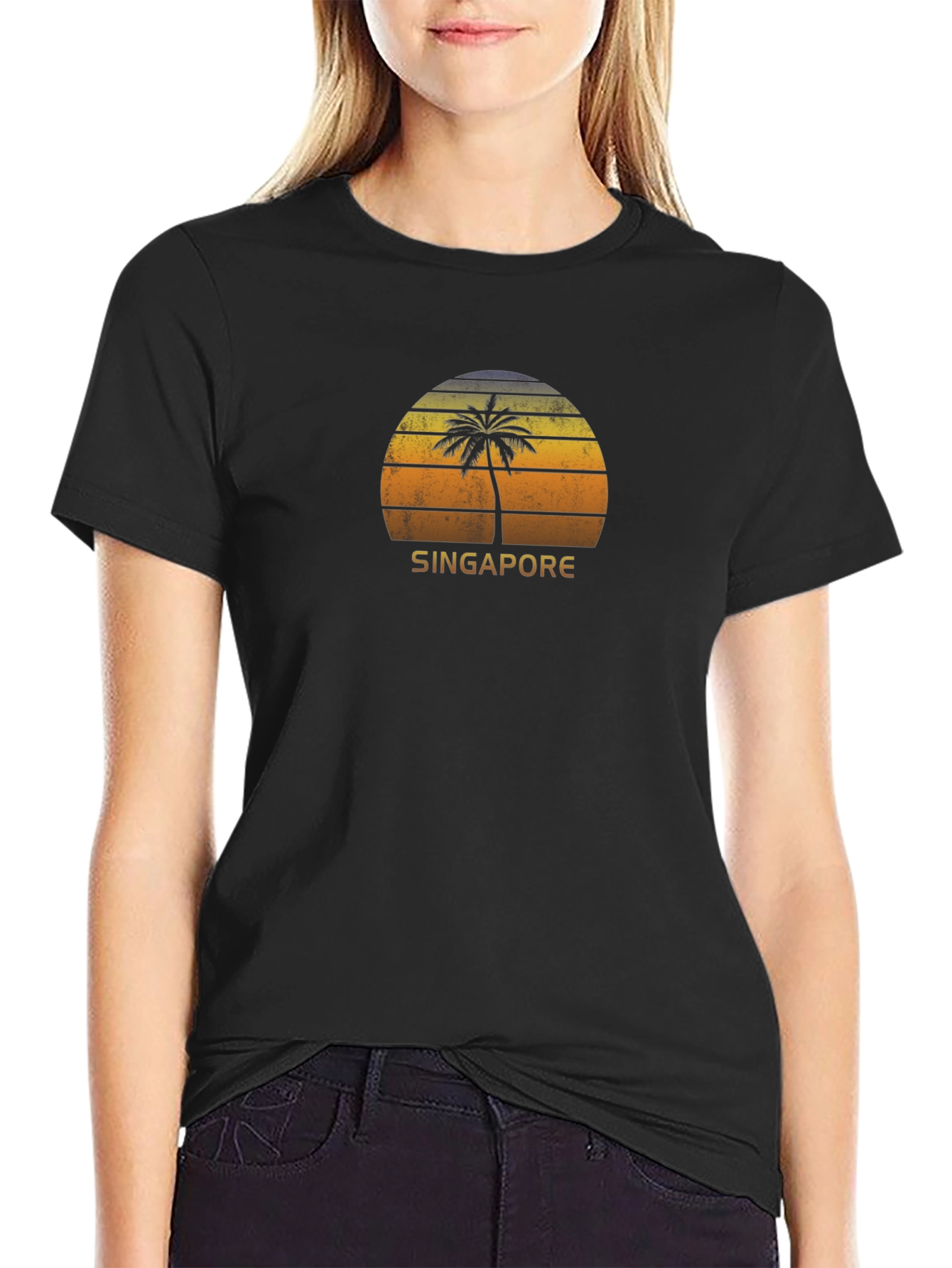 Singapore Palm Sunset Graphic Tee