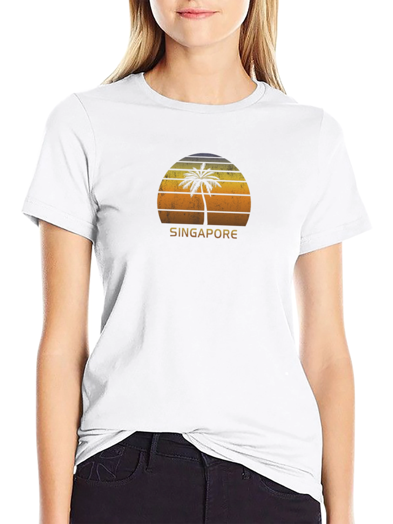 Singapore Palm Sunset Graphic Tee