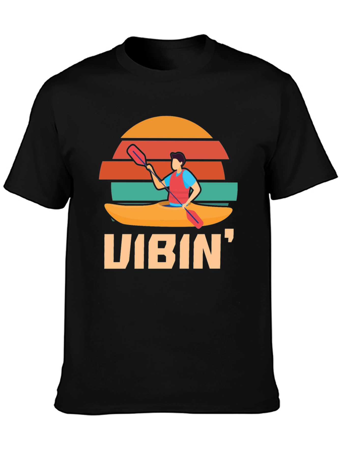 Vibin Kayak T-Shirt: Retro Sunset Style