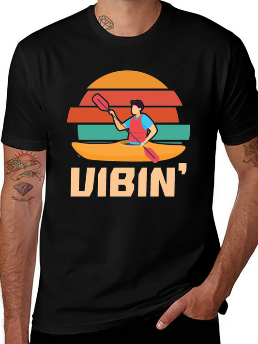 Vibin Kayak T-Shirt: Retro Sunset Style