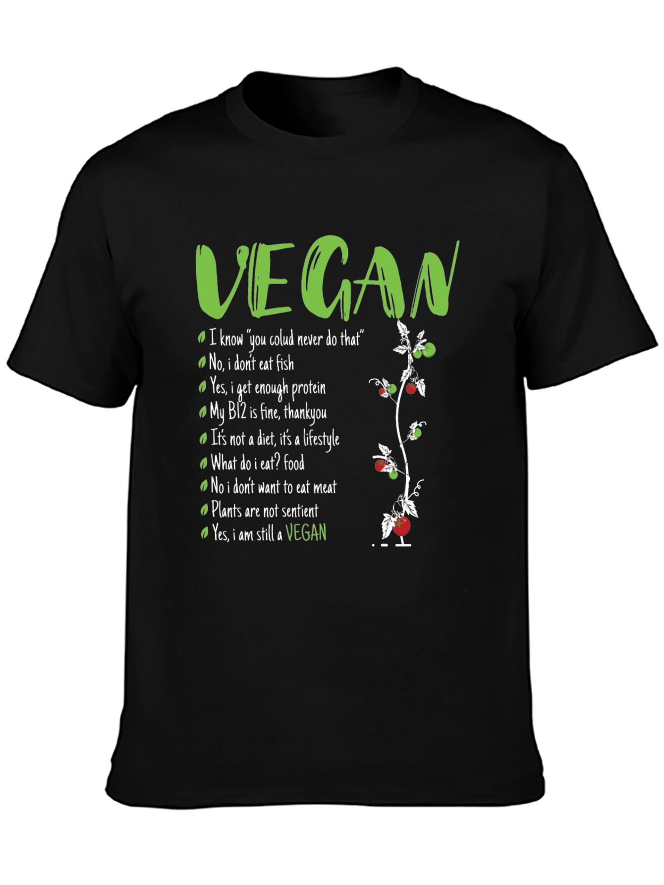 Vegan Slogan Graphic Tee -  Lifestyle Statement T-Shirt