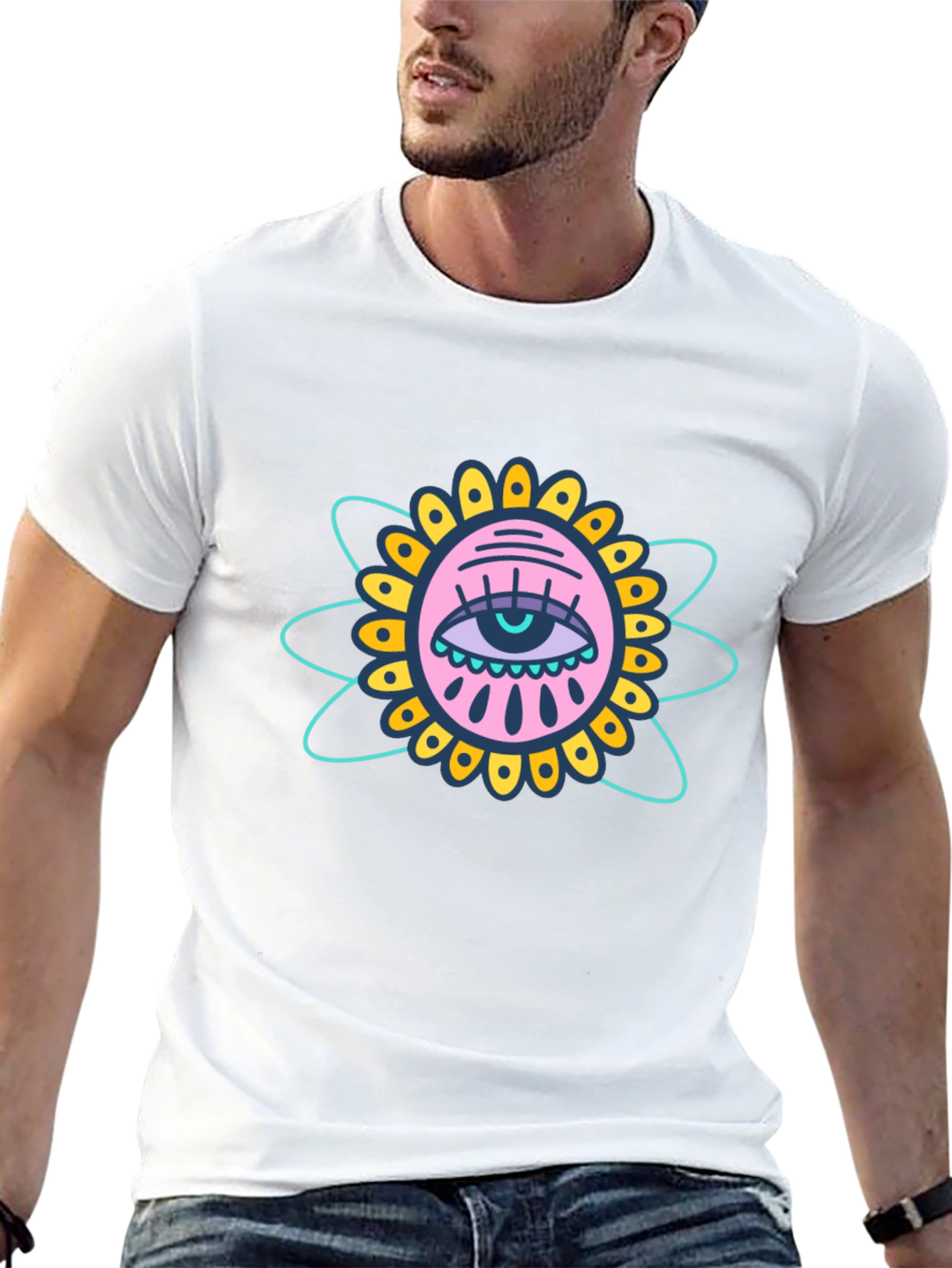 Eye Flower Graphic Black T-Shirt