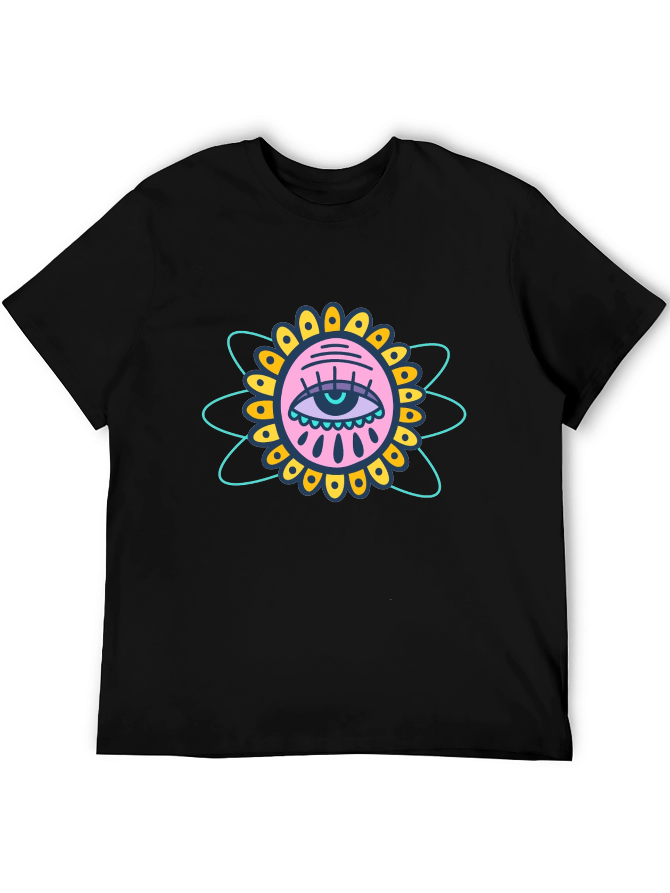 Eye Flower Graphic Black T-Shirt