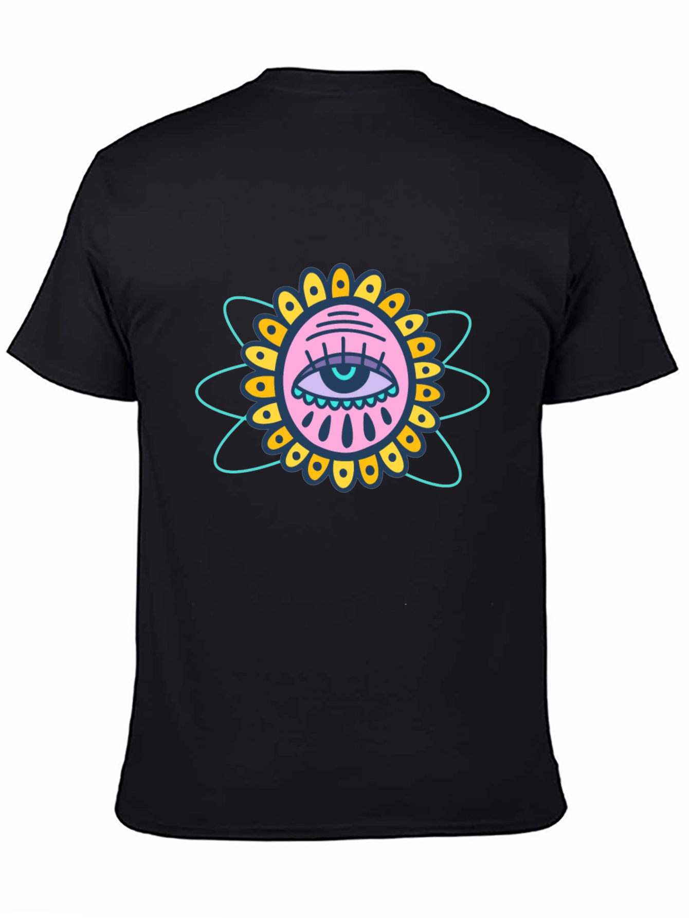Eye Flower Graphic Black T-Shirt