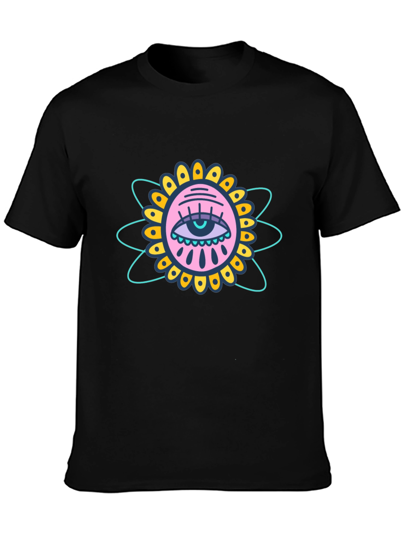 Eye Flower Graphic Black T-Shirt