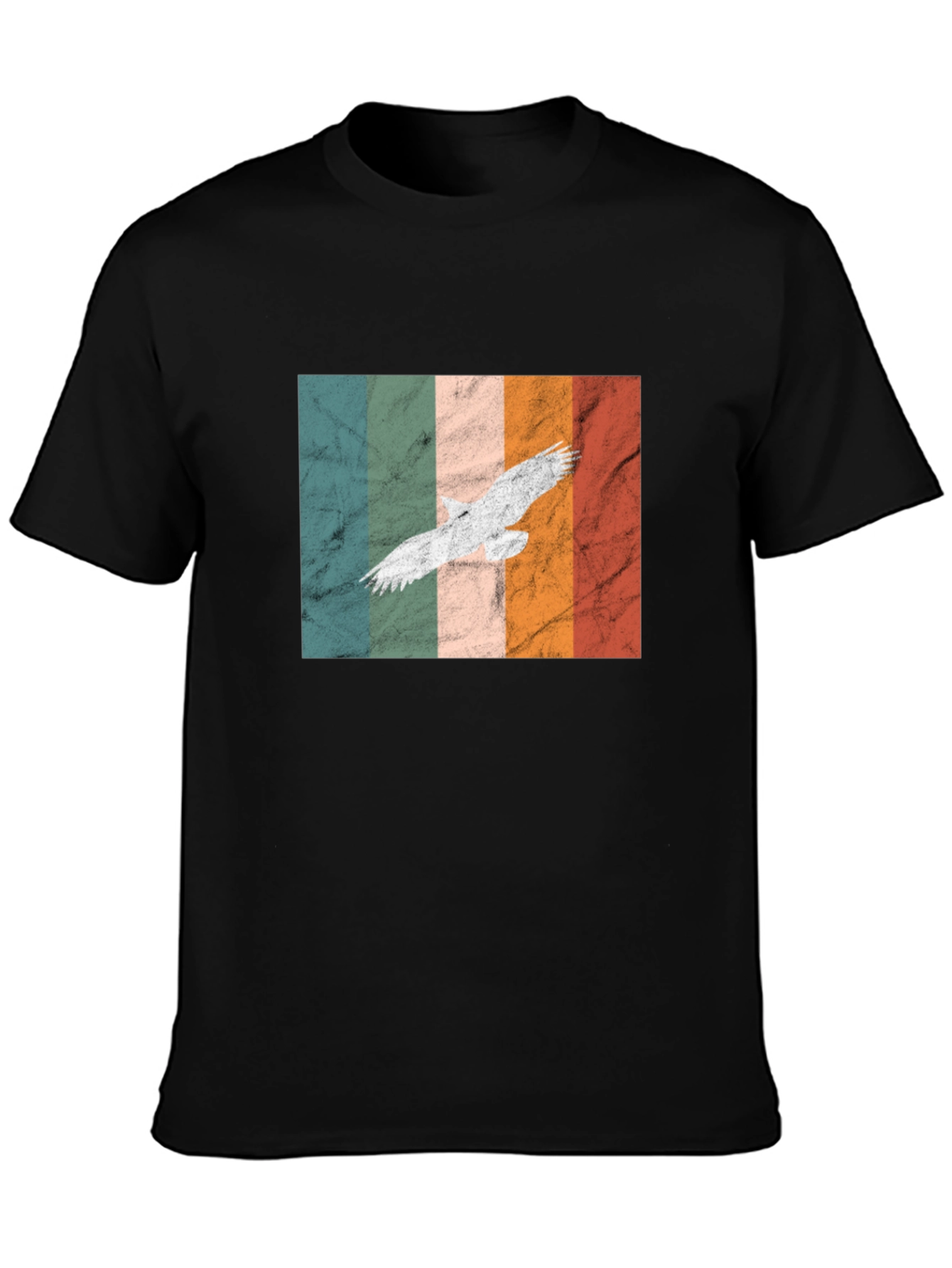 Retro Eagle Graphic Tee - Black Cotton T-Shirt