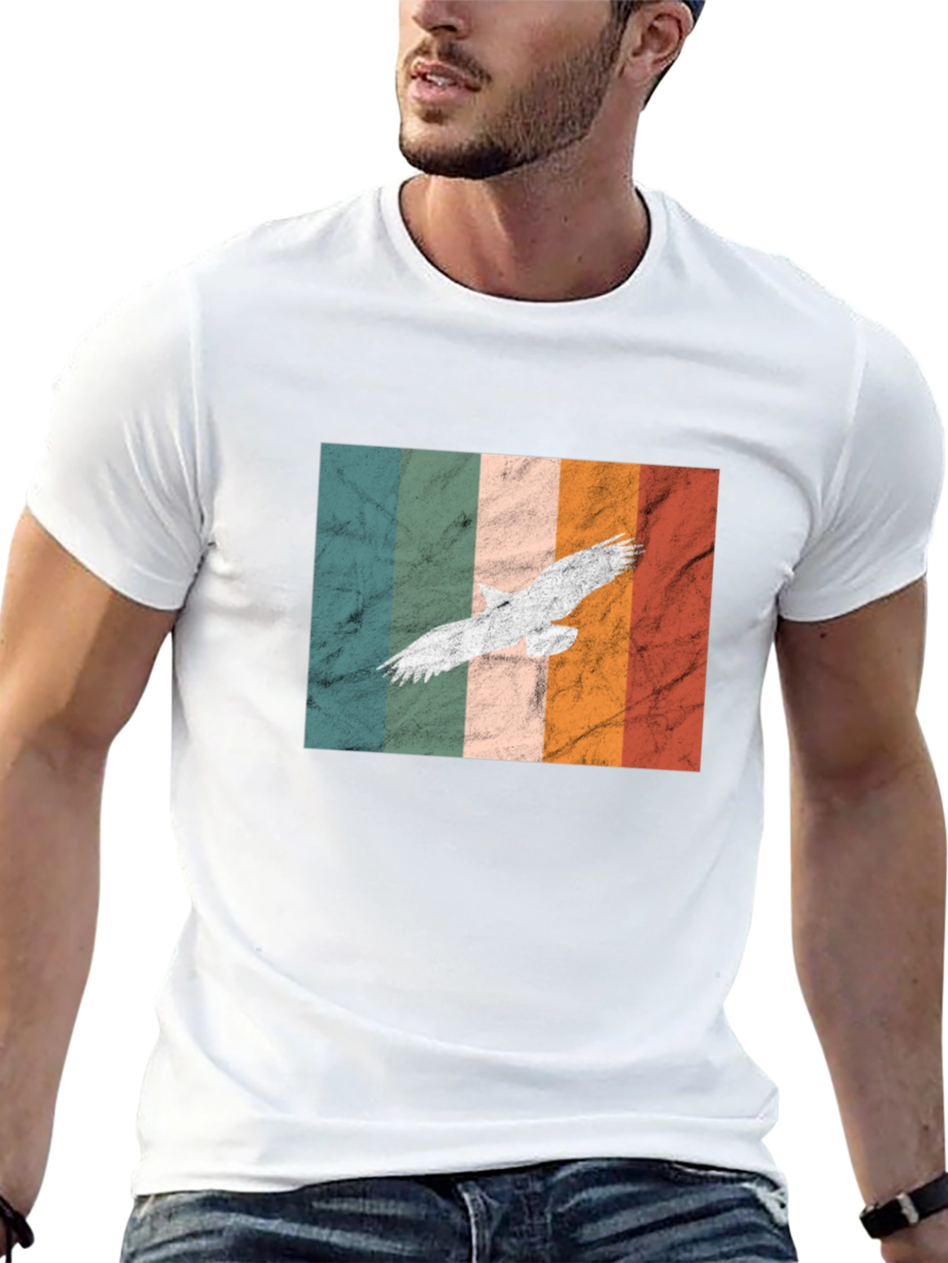 Retro Eagle Graphic Tee - Black Cotton T-Shirt