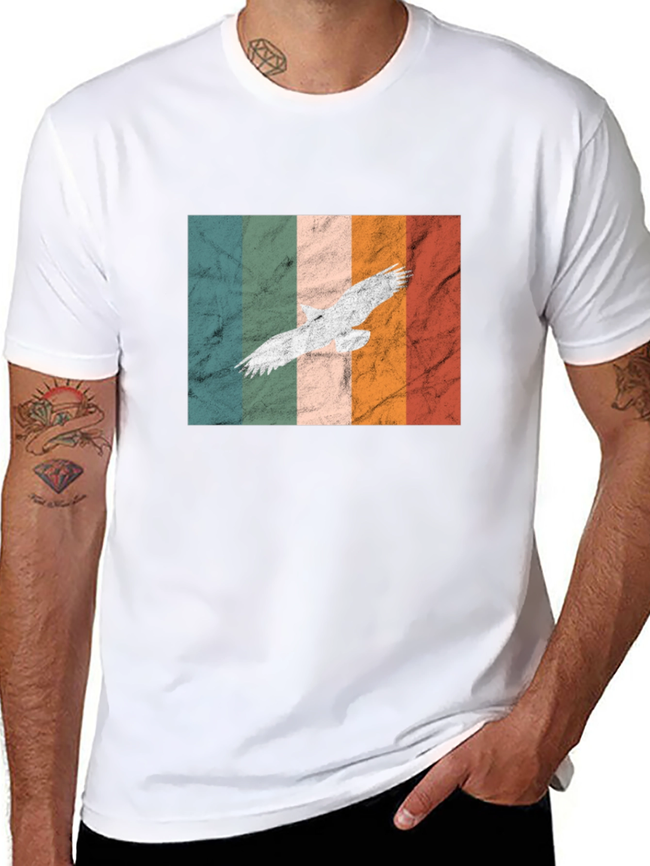 Retro Eagle Graphic Tee - Black Cotton T-Shirt