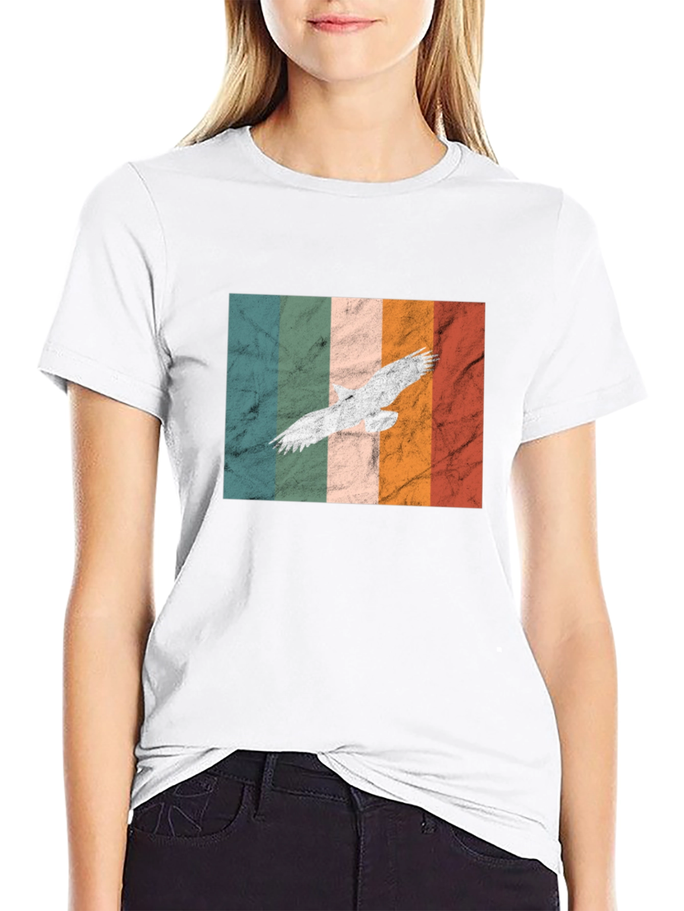 Retro Eagle Graphic Tee - Black Cotton T-Shirt