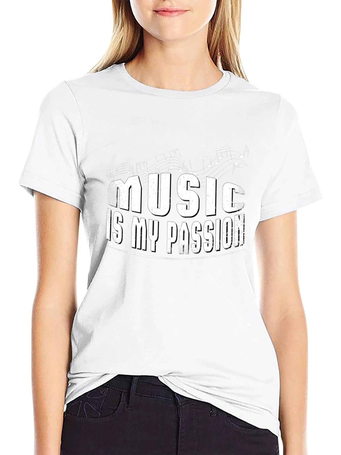 Music Is My Passion Black Graphic Tee Shirt