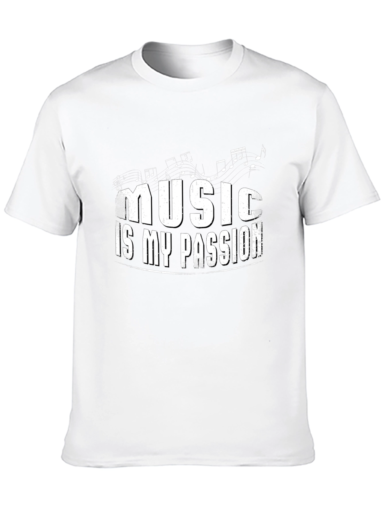 Music Is My Passion Black Graphic Tee Shirt