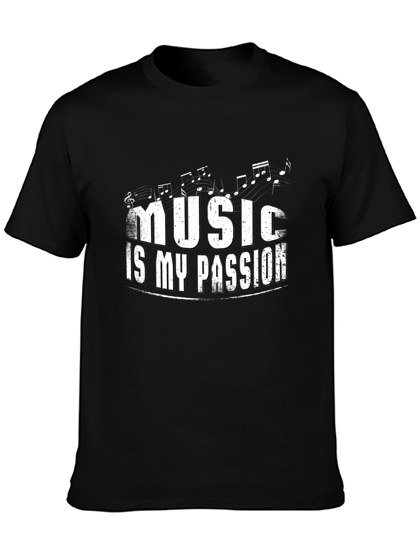 Music Is My Passion Black Graphic Tee Shirt