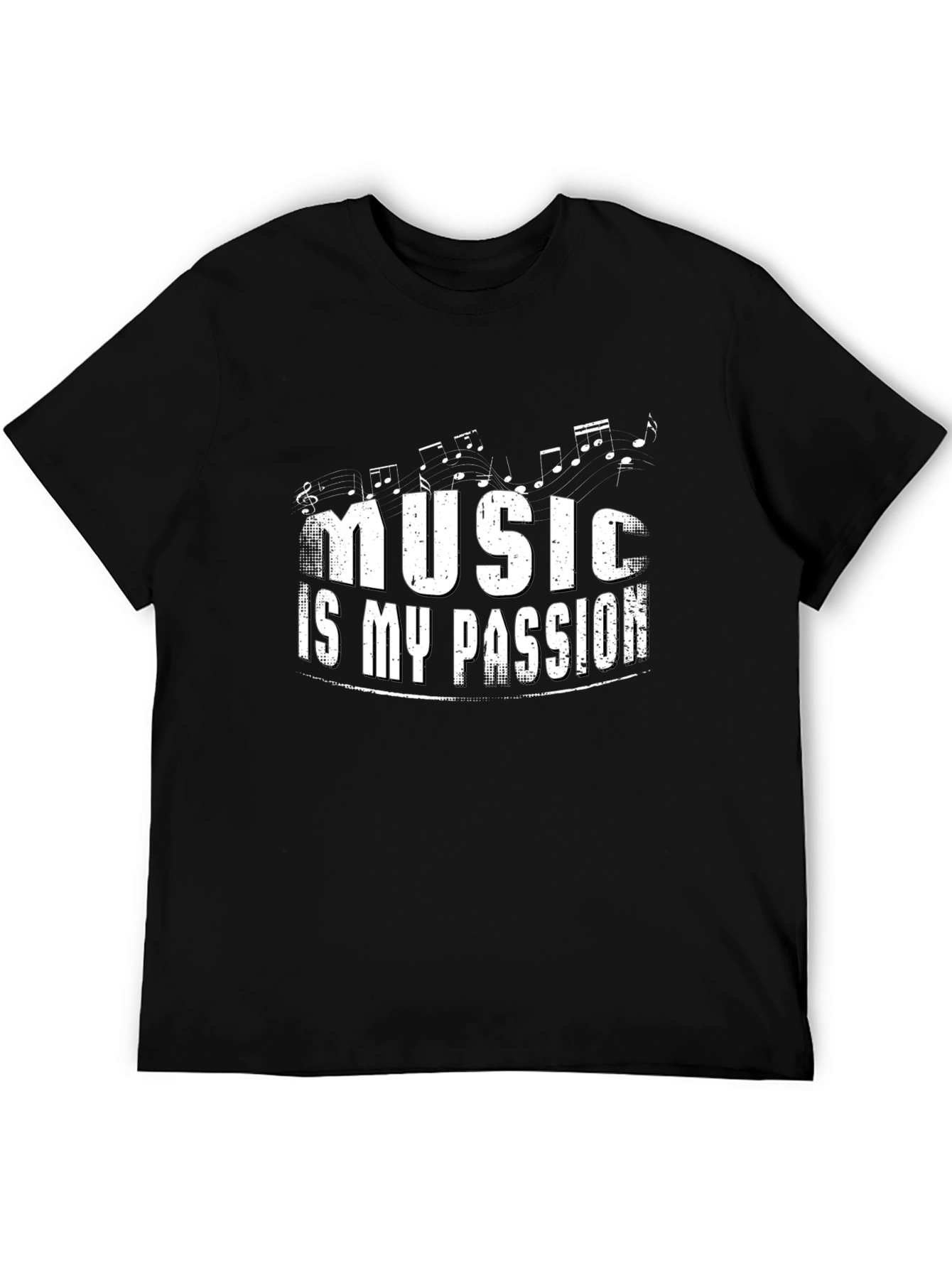 Music Is My Passion Black Graphic Tee Shirt